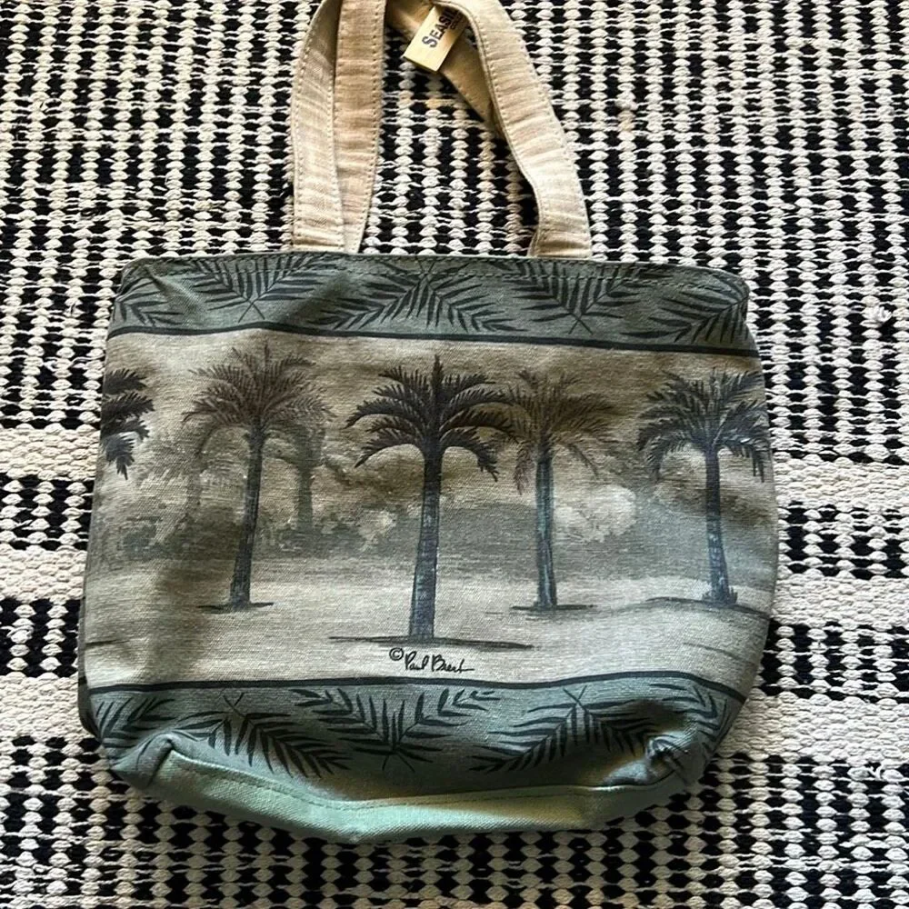 Paul Breut Canvas purse green palm tree purse
